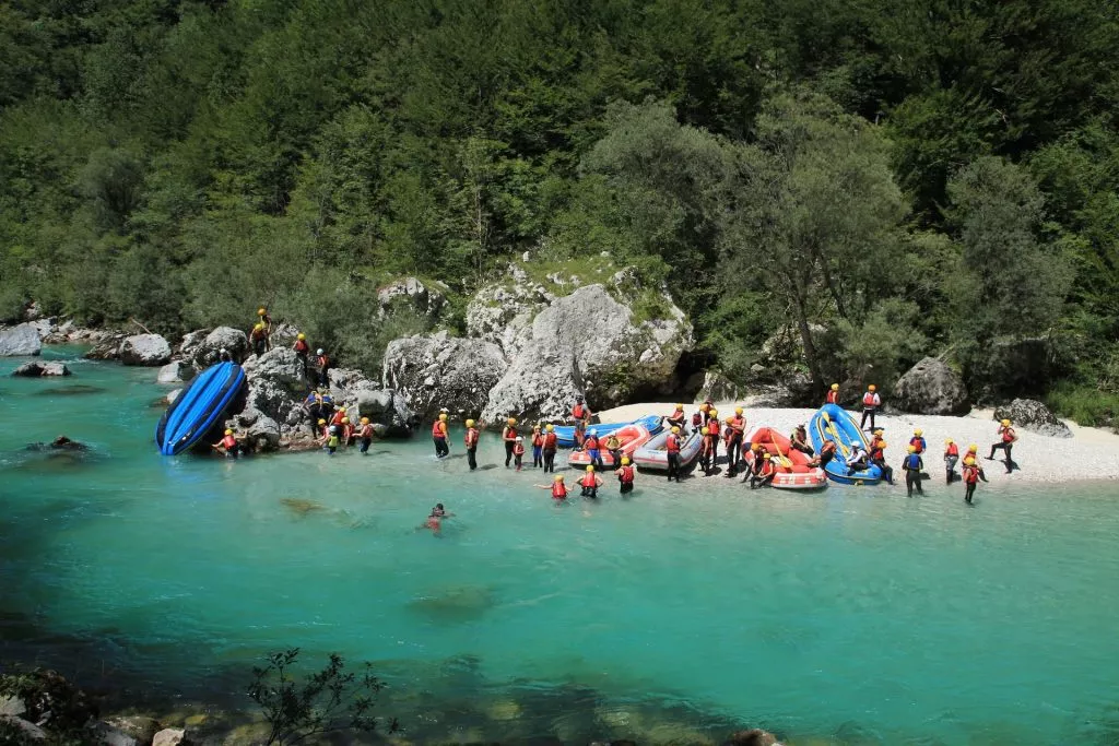 Kayaking fun on Soča River
